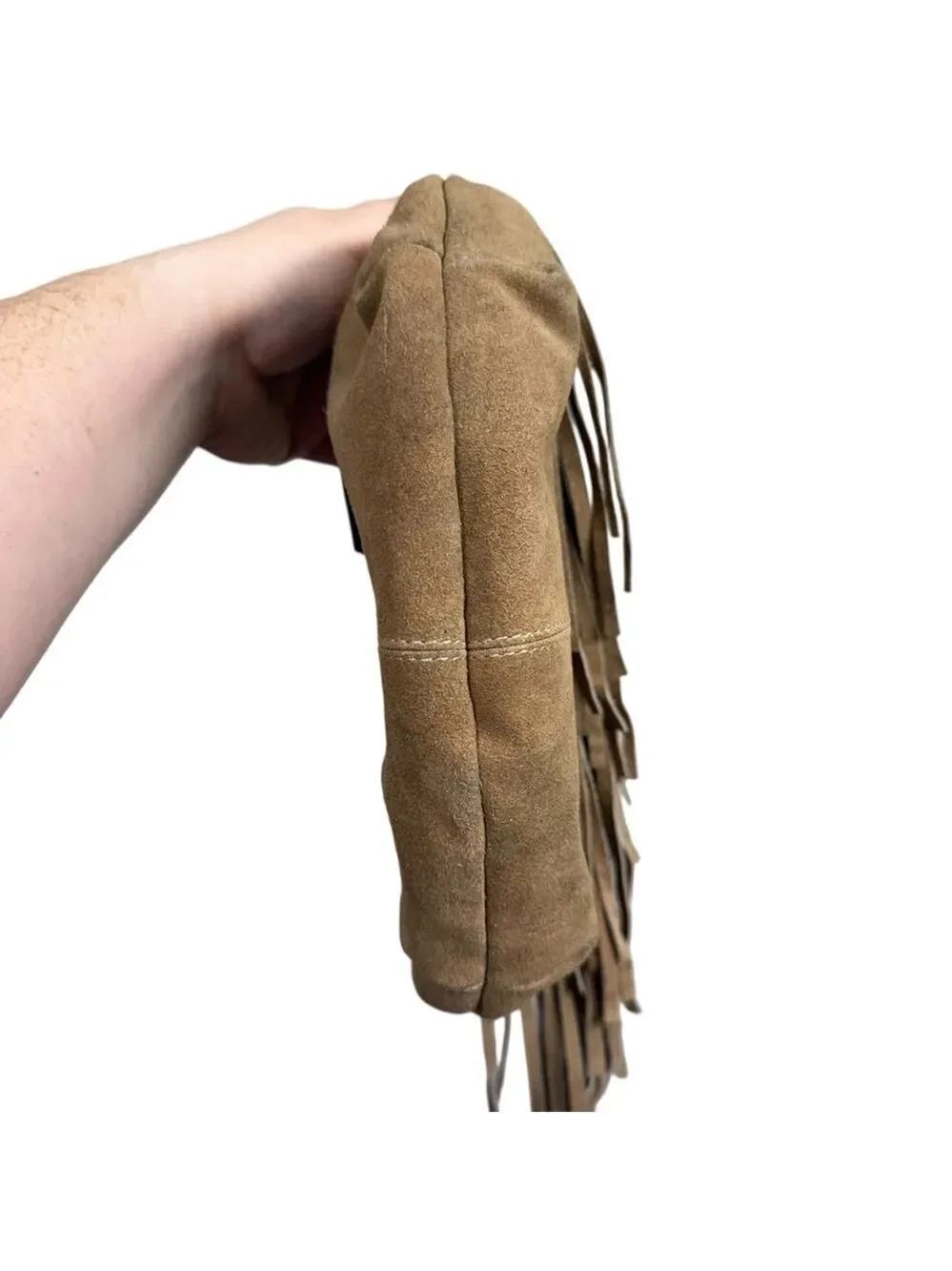Suede Fringe Crossbody Bag Brown Boho Western Leather Strap